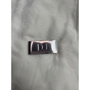 Silver tone money clip with initials DJ